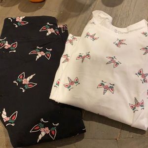 Justice holiday leggings and long sleeve shirt to match